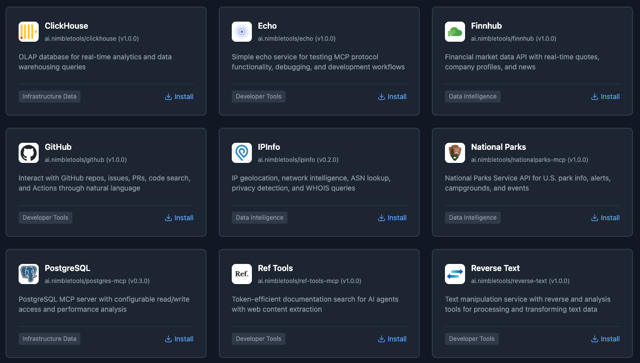 NimbleTools Registry
